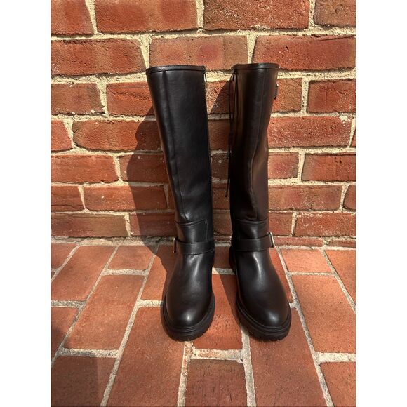 Ann Taylor Loft $200 black Tall Biker Boots womens sz 9.5 NEW - Picture 3 of 12